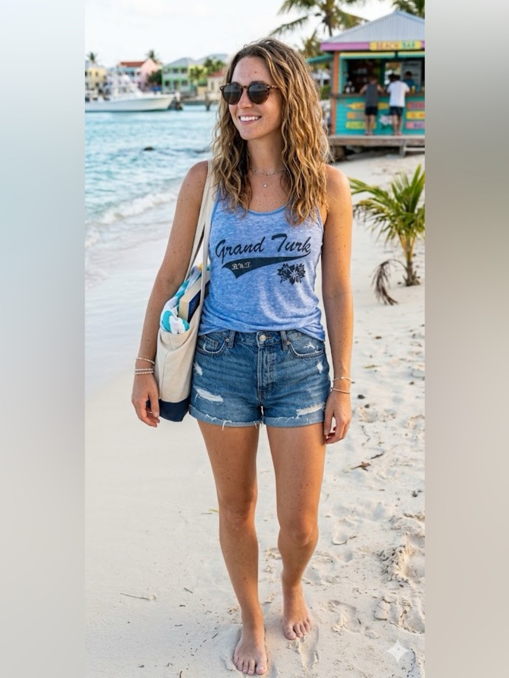Grand Turk Razorback Tank Top Size Medium Beach Vacation Tropical